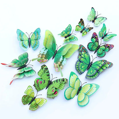 12-Piece 3D Double-Layer Butterfly Wall Decor Stickers with Magnets – DIY Art for Living Room, Wedding & Kids Room