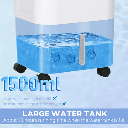 Portable Air Cooler with Built-in Humidifier, Remote Control, Oscillating Function, White Finish