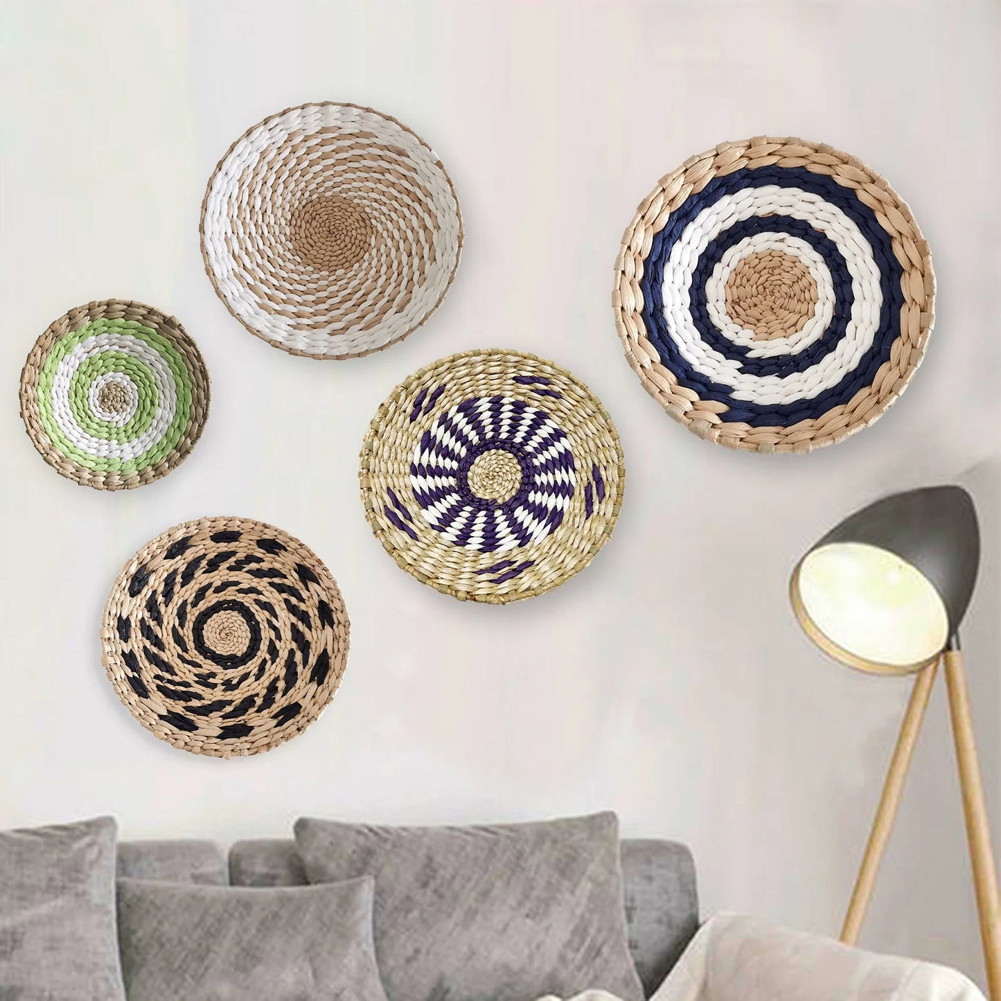 Decor Woven Wall Round Basket Art Decoration