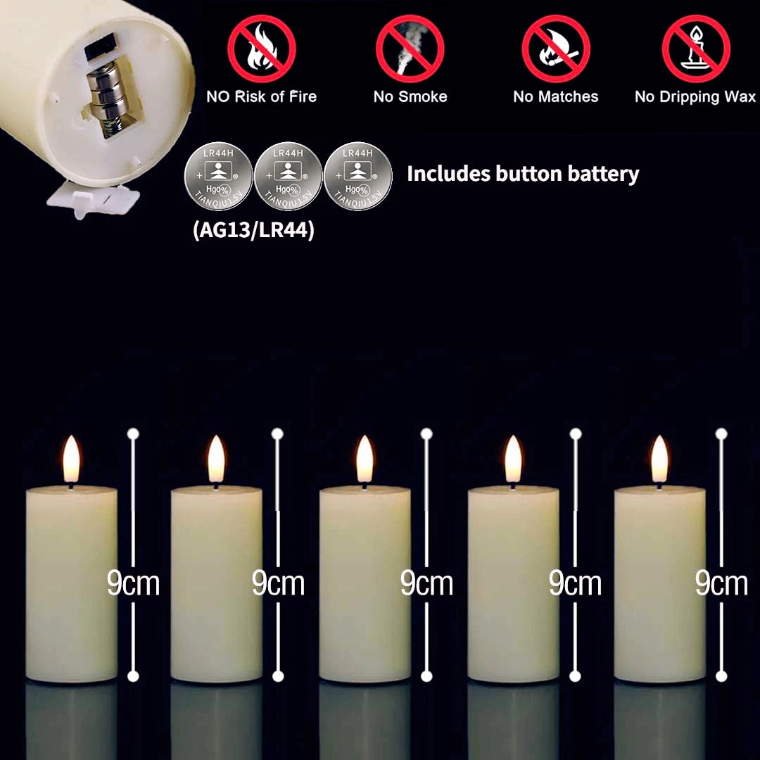 LED Flameless Flickering Candles (6–120PCS) – Battery Operated Fake Pillar Candles for Wedding, Birthday Party, Event & Home Decor