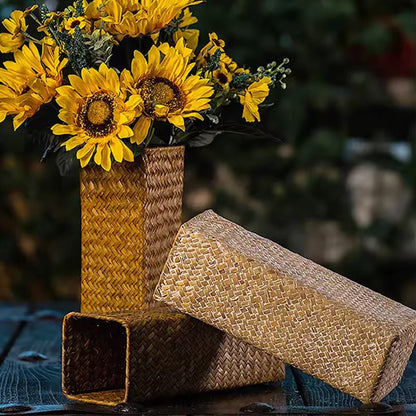 Handmade Woven Flower Vase – Creative Basket Planter for Dried Flowers & Home Décor