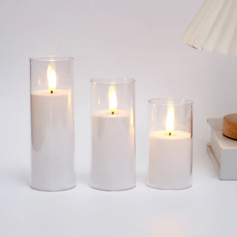 LED Flameless Electronic Candle with Remote & Timer – Flickering Acrylic Glass Light