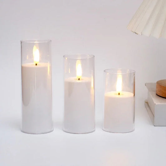 LED Flameless Electronic Candle with Remote & Timer – Flickering Acrylic Glass Light