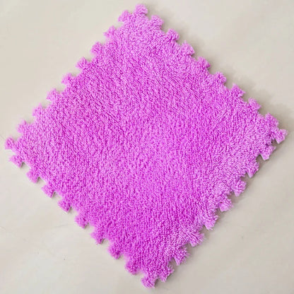 30×30CM Soft Plush Kids Play Mat – Interlocking Puzzle Floor Tiles, Warm Exercise & Decorative Carpet for Children