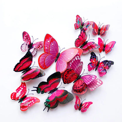 12-Piece 3D Double-Layer Butterfly Wall Decor Stickers with Magnets – DIY Art for Living Room, Wedding & Kids Room