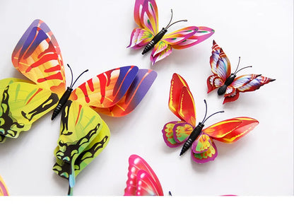 12-Piece 3D Double-Layer Butterfly Wall Decor Stickers with Magnets – DIY Art for Living Room, Wedding & Kids Room