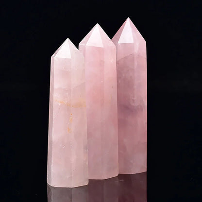 Natural Stone Crystal Point Wand for Witchcraft – Rose Quartz & Amethyst Healing Crystals, Reiki Stones, Mineral Home Décor and Craft Room Decoration