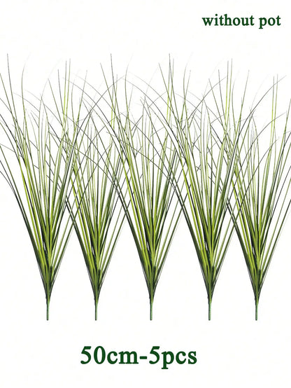 Artificial Reed Grass Plant – Large Tropical Faux Green Leaves for Home & Garden Decor