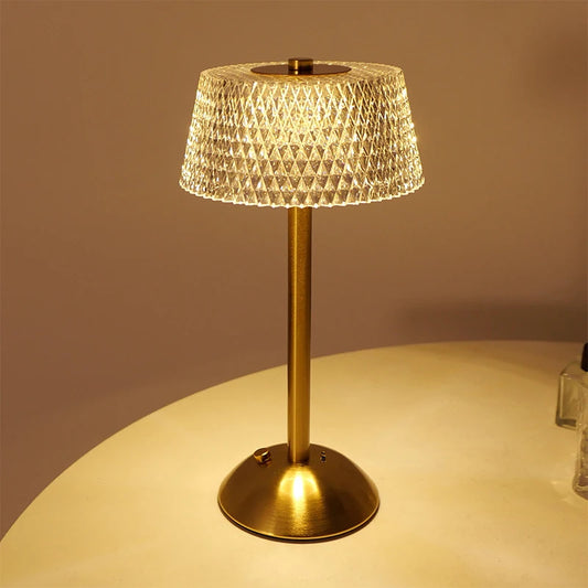 Rechargeable LED Touch Control Glass Night Lamp – Bedside Table Light for Bedroom, Study & Ambient Decoration