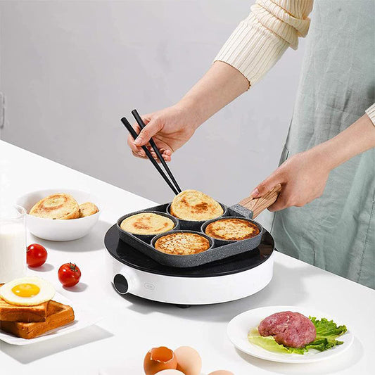 4-Hole Frying Pan Black Non-stick