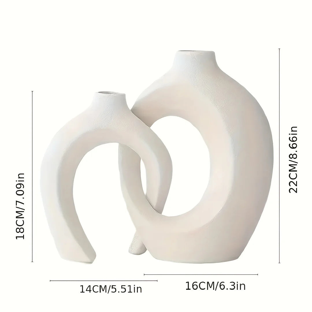 Nordic Modern Hollow Ceramic Vases – 2-Piece Boho Home Decor Set