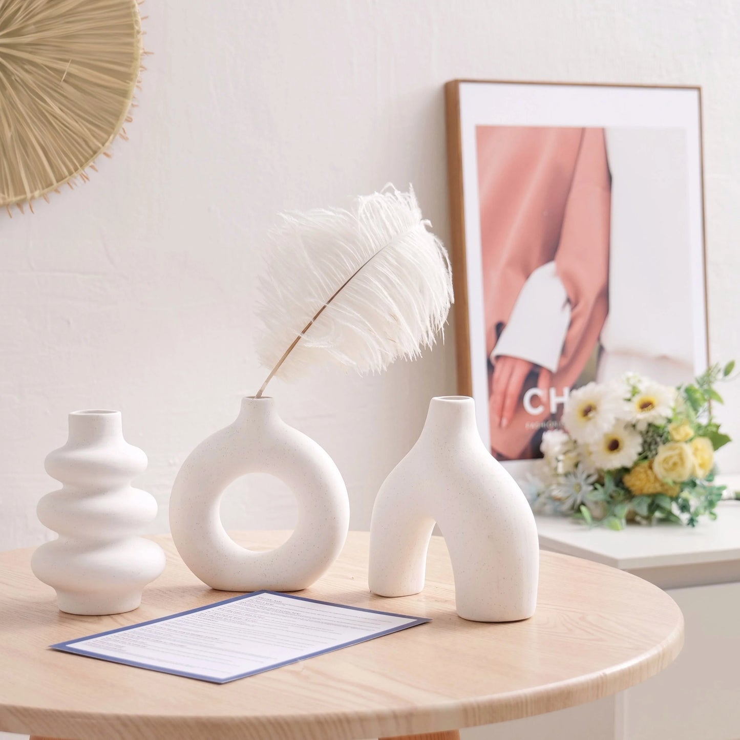 Bohemian Ceramic Vase Set – Elegant Decorative Home Décor for Living Room, Bedroom, Wedding & Table Display