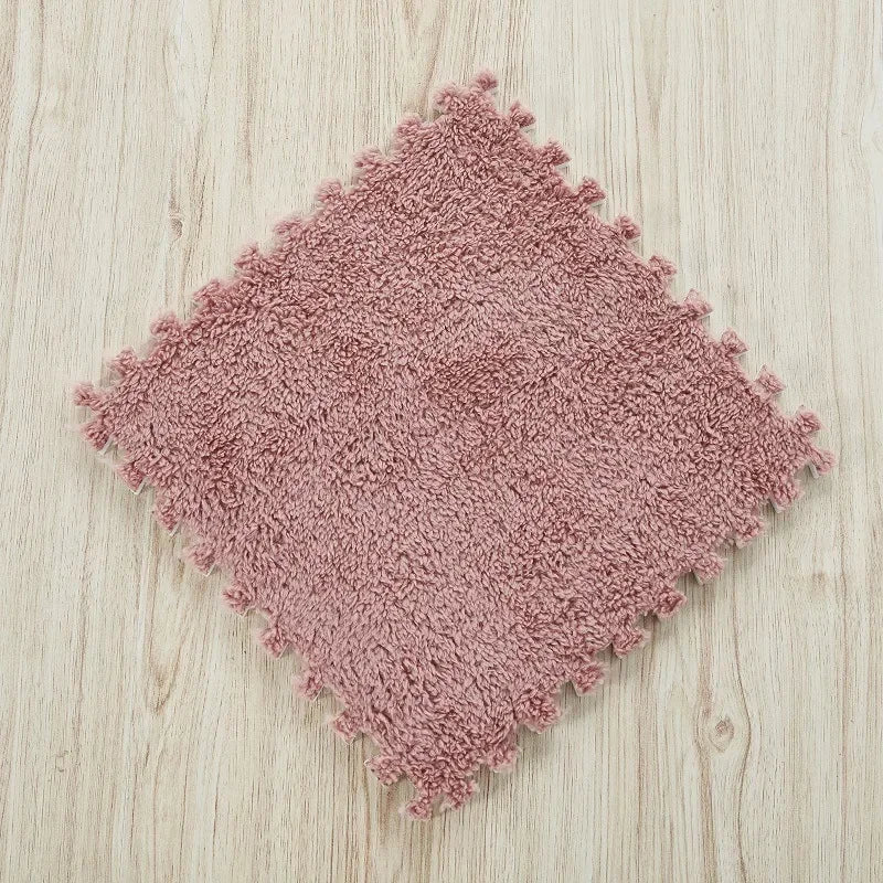 30×30CM Soft Plush Kids Play Mat – Interlocking Puzzle Floor Tiles, Warm Exercise & Decorative Carpet for Children