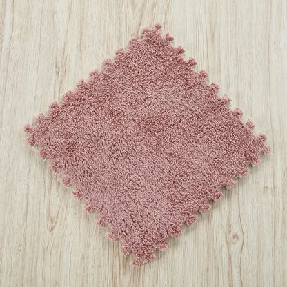 30×30CM Soft Plush Kids Play Mat – Interlocking Puzzle Floor Tiles, Warm Exercise & Decorative Carpet for Children