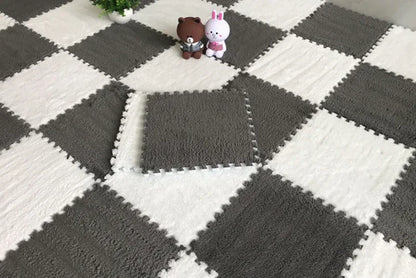 30×30CM Soft Plush Kids Play Mat – Interlocking Puzzle Floor Tiles, Warm Exercise & Decorative Carpet for Children