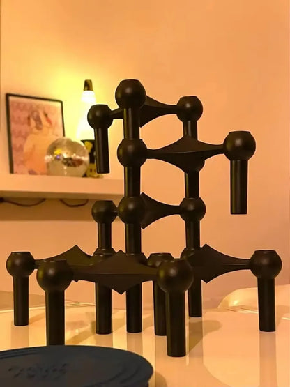 Nordic Silver Molecular Candle Holder – Modern Metal Candlestick Centerpiece for Home Décor & Gifts