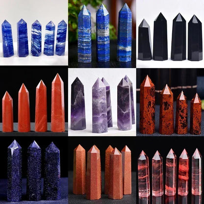 Natural Stone Crystal Point Wand for Witchcraft – Rose Quartz & Amethyst Healing Crystals, Reiki Stones, Mineral Home Décor and Craft Room Decoration