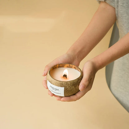 Natural Coconut Shell Scented Candle – Essential Oil Aromatherapy, Premium Plant Wax Home Fragrance