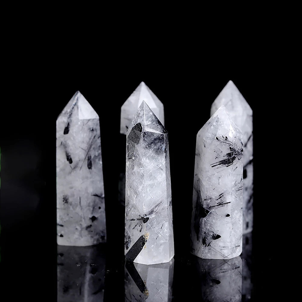 Natural Stone Crystal Point Wand for Witchcraft – Rose Quartz & Amethyst Healing Crystals, Reiki Stones, Mineral Home Décor and Craft Room Decoration