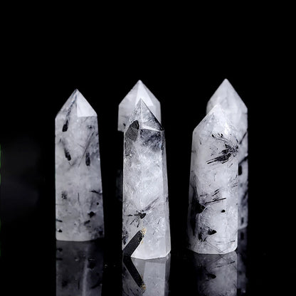 Natural Stone Crystal Point Wand for Witchcraft – Rose Quartz & Amethyst Healing Crystals, Reiki Stones, Mineral Home Décor and Craft Room Decoration