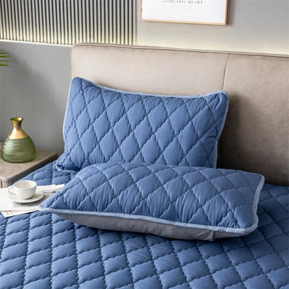 Brushed Cotton Waterproof Pillowcase, Soft Breathable Padded Pillow Cover for Bedroom Bed (Single or 2-Pack)