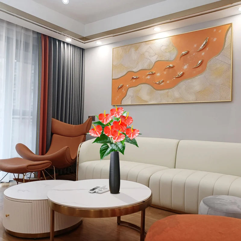 53cm Artificial Monstera Leaf Plant – Tropical Faux Palm & Anthurium Greenery for Home & Garden Decor