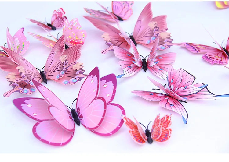 12-Piece 3D Double-Layer Butterfly Wall Decor Stickers with Magnets – DIY Art for Living Room, Wedding & Kids Room