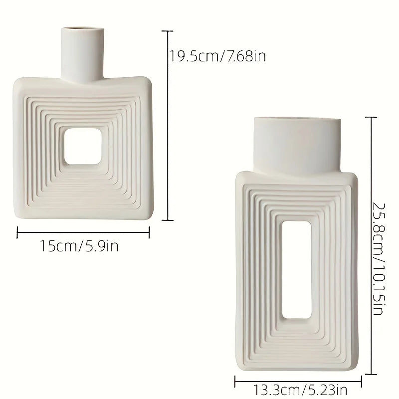 Nordic Charm Rustic Square Vase set of 2