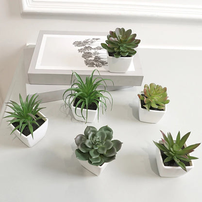 Mini Evergreen Artificial Small Plants set of (6PCS)