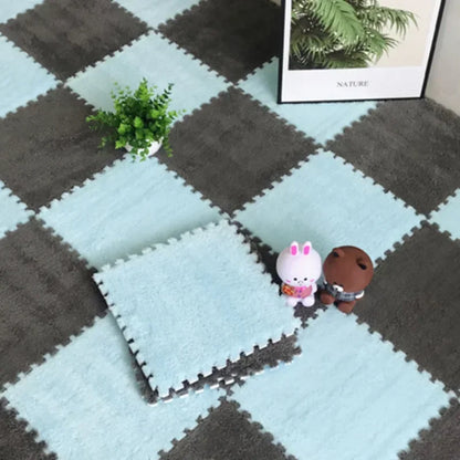30×30CM Soft Plush Kids Play Mat – Interlocking Puzzle Floor Tiles, Warm Exercise & Decorative Carpet for Children
