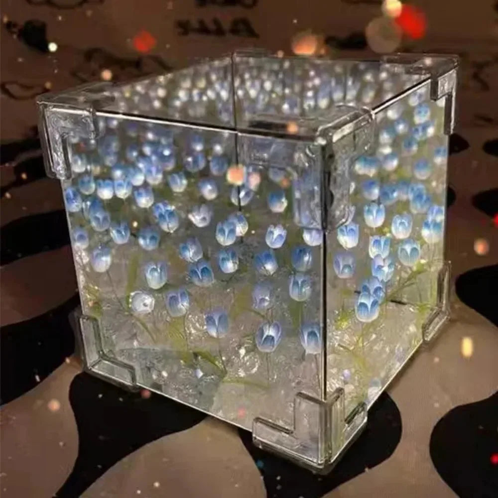 Tulip Flower Sea Cube Three-Dimensional Small Night Lamps
