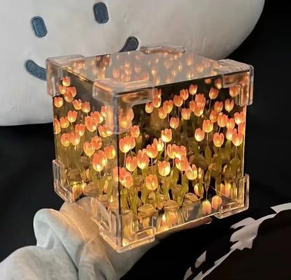 Tulip Flower Sea Cube Three-Dimensional Small Night Lamps