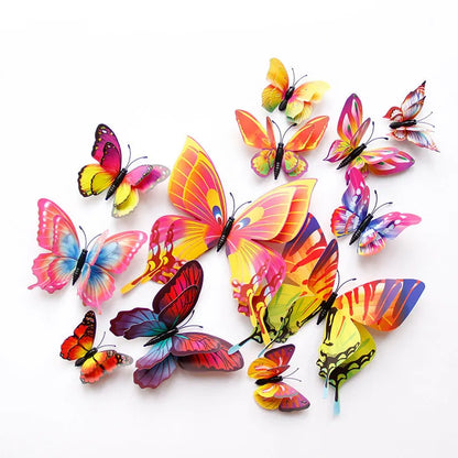 12-Piece 3D Double-Layer Butterfly Wall Decor Stickers with Magnets – DIY Art for Living Room, Wedding & Kids Room