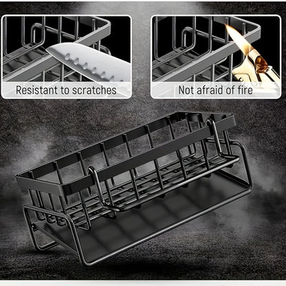 Kitchen Sink Sponge Holder, Sink Caddy Organizer with Divider for Dish Sponges & Cleaning Tools