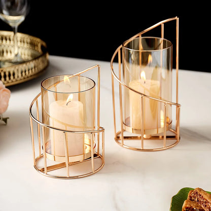 Stylish Metal Candlestick Glass Decor