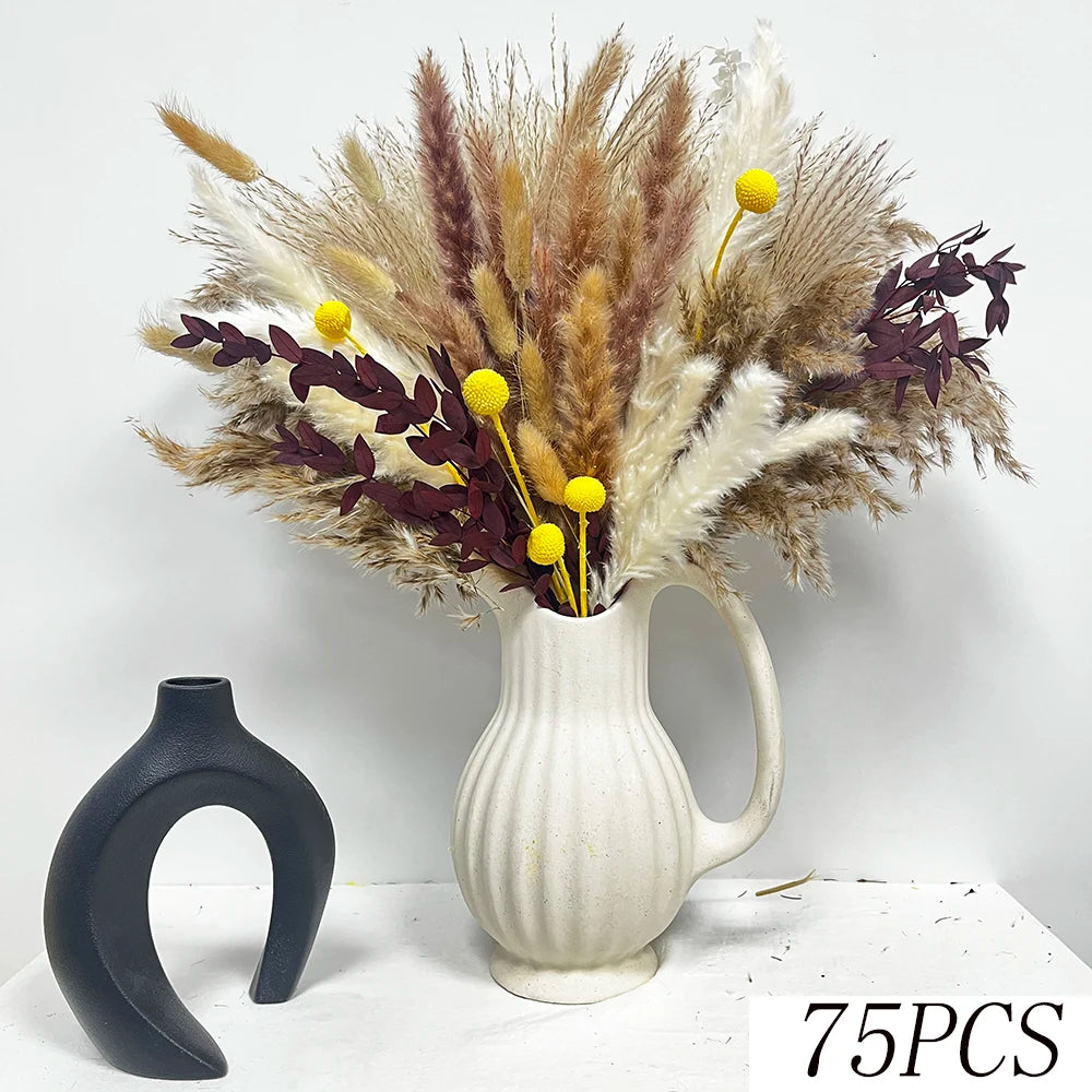 Natural Dried Pampas Grass Bouquet – Modern Vase Filler for Home & Balcony Decor