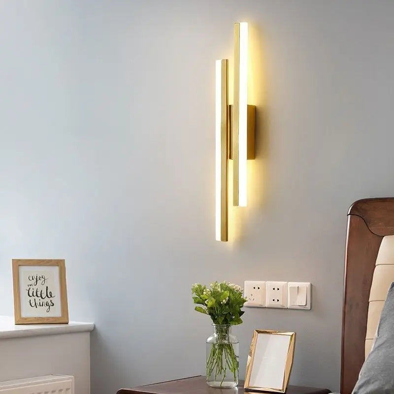 Modern LED Wall Lamp – Copper Pipe Accent with Acrylic Lampshade for Indoor Lighting