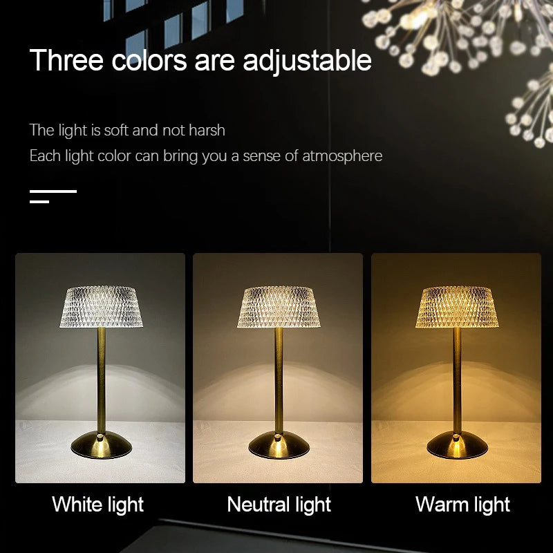 Rechargeable LED Touch Control Glass Night Lamp – Bedside Table Light for Bedroom, Study & Ambient Decoration