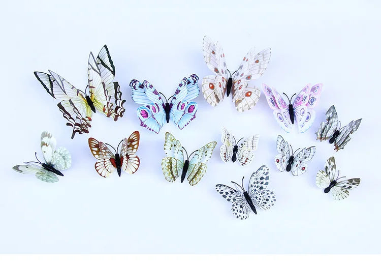 12-Piece 3D Double-Layer Butterfly Wall Decor Stickers with Magnets – DIY Art for Living Room, Wedding & Kids Room