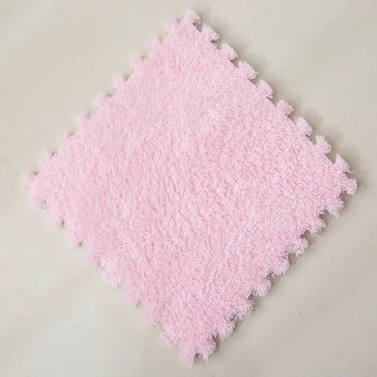 30×30CM Soft Plush Kids Play Mat – Interlocking Puzzle Floor Tiles, Warm Exercise & Decorative Carpet for Children