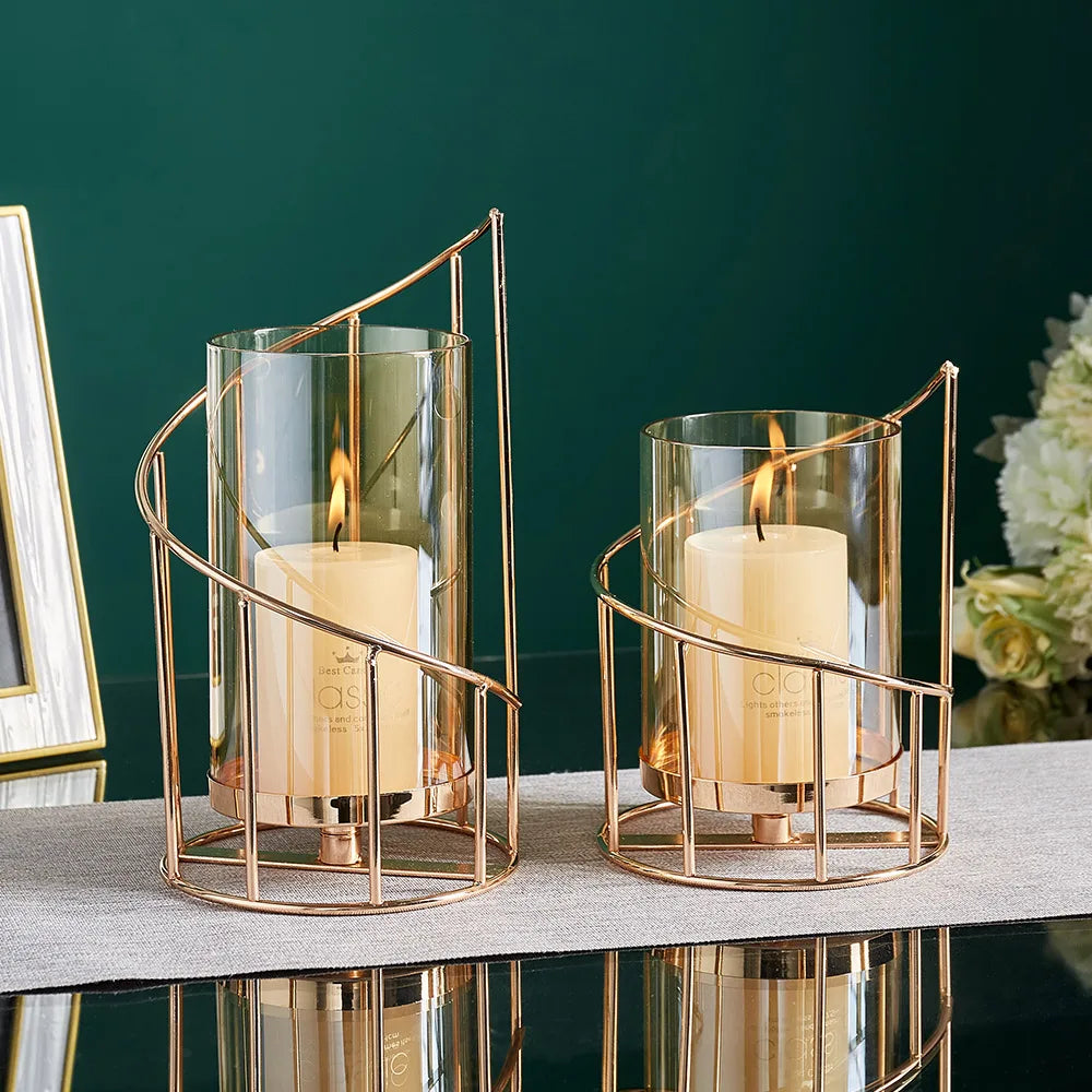 Stylish Metal Candlestick Glass Decor