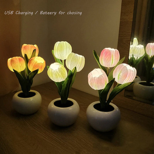 LED Tulip Night Lamp – Romantic Flower Desk Light for Bedroom & Table Decor