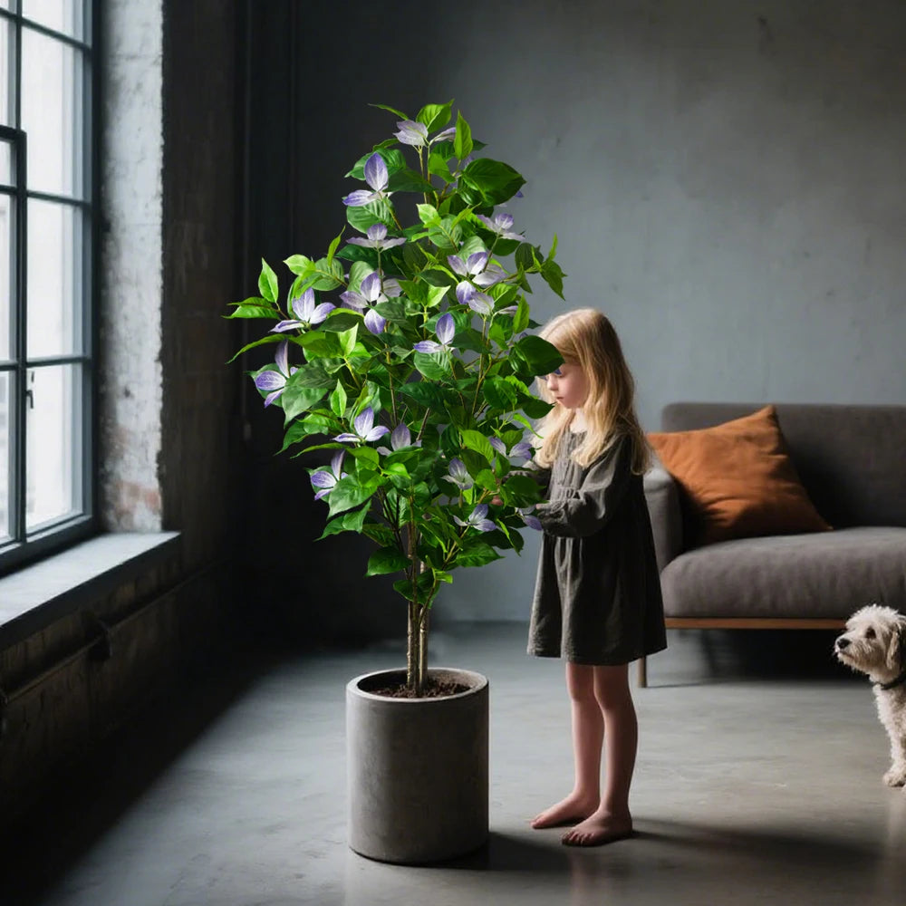 82–144cm Large Artificial Ficus Tree – Tall Faux Magnolia & Banyan Plant for Home & Garden Décor