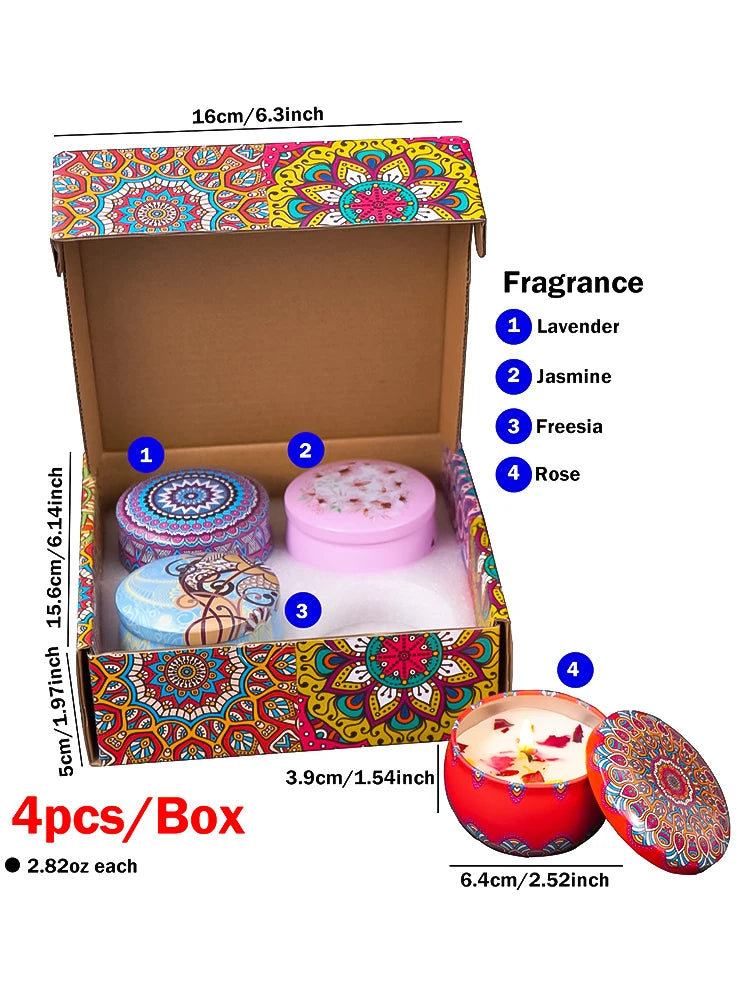 4 Pack Scented Candle Set – Arabian Pattern Smokeless Fragrance Candles