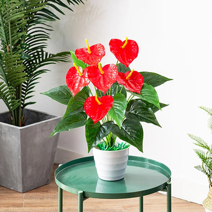 53cm Artificial Monstera Leaf Plant – Tropical Faux Palm & Anthurium Greenery for Home & Garden Decor