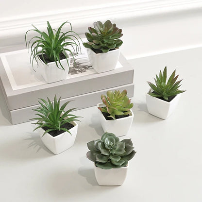 fake succulents uk 6PCS Mini Evergreen Artificial Succulent Plants – Small Potted Home De – Home Aesthetics