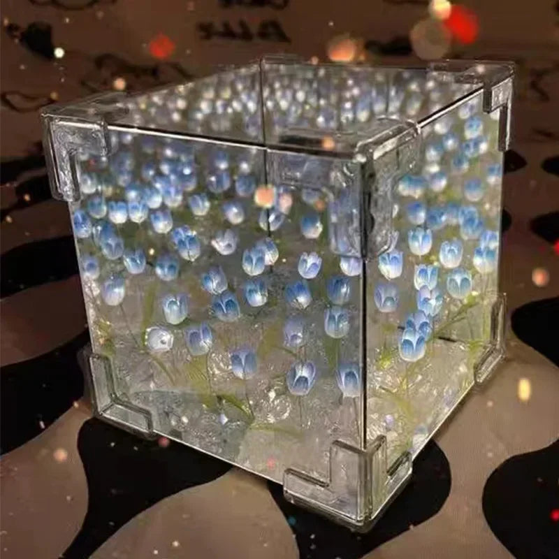 Tulip Flower Sea Cube Three-Dimensional Small Night Lamps