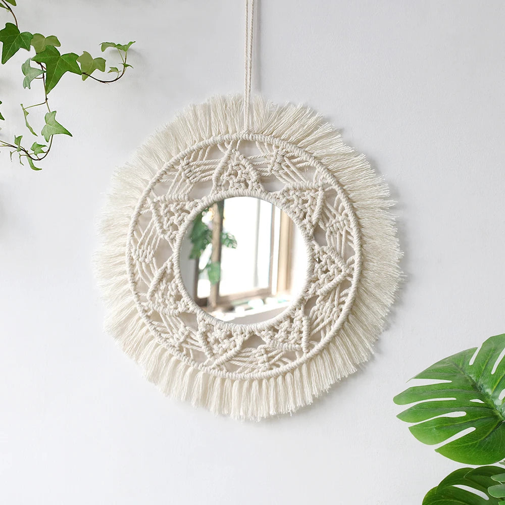 Boho Macrame Round Mirror