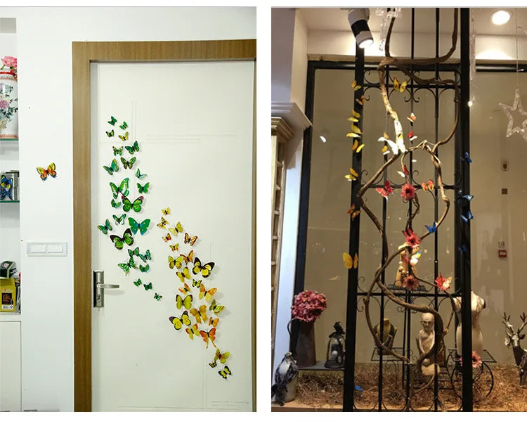 12-Piece 3D Double-Layer Butterfly Wall Decor Stickers with Magnets – DIY Art for Living Room, Wedding & Kids Room