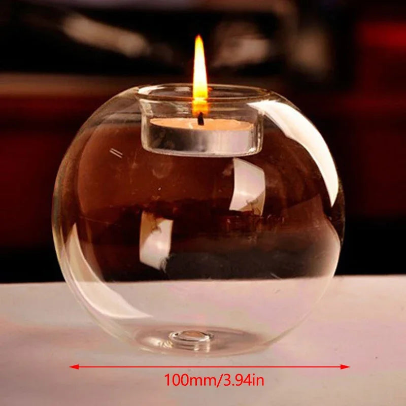 Elegant Round Glass Candle Holders – European Style Centerpiece for Christmas, Halloween & Wedding Party Decor